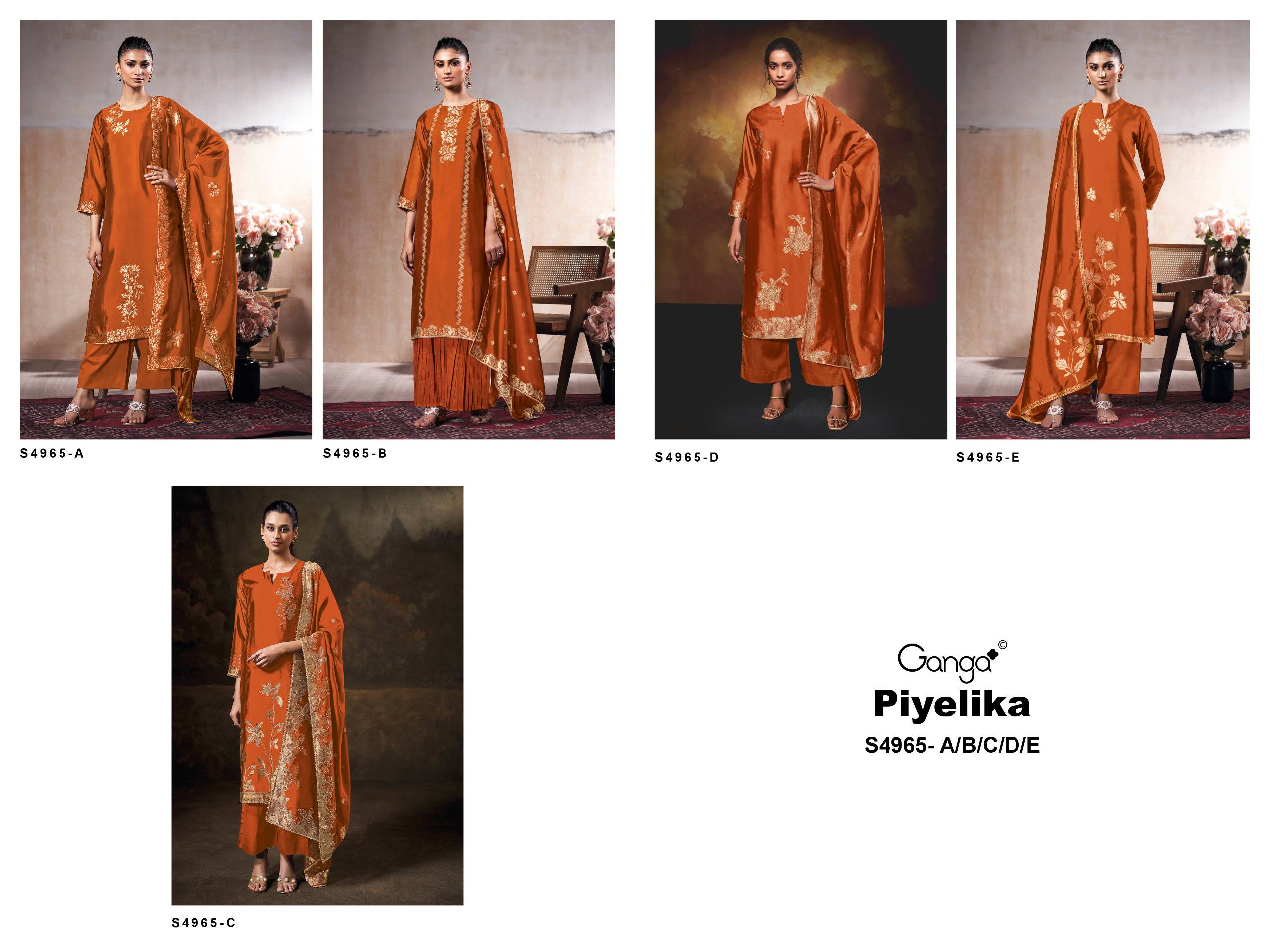 PIYELIKA 4965 Series By GANGA FASHION Stylish Beautiful Colourful PURE VISCOSE WOVEN SILK Dresses At Wholesale Price